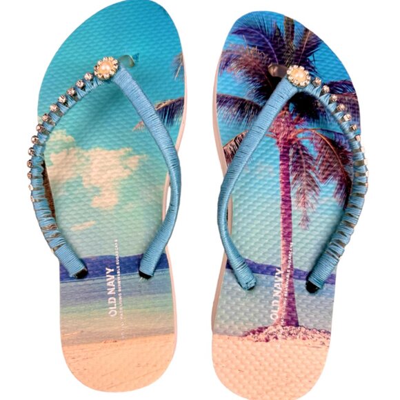 Tropical Flip Flops, Rhinestones, Crystals, Beach Wedding, Pool Party Gift Sz 6 - Picture 16 of 16